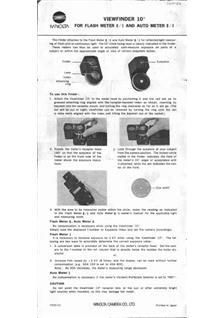 Minolta Flashmeter 3 manual. Camera Instructions.